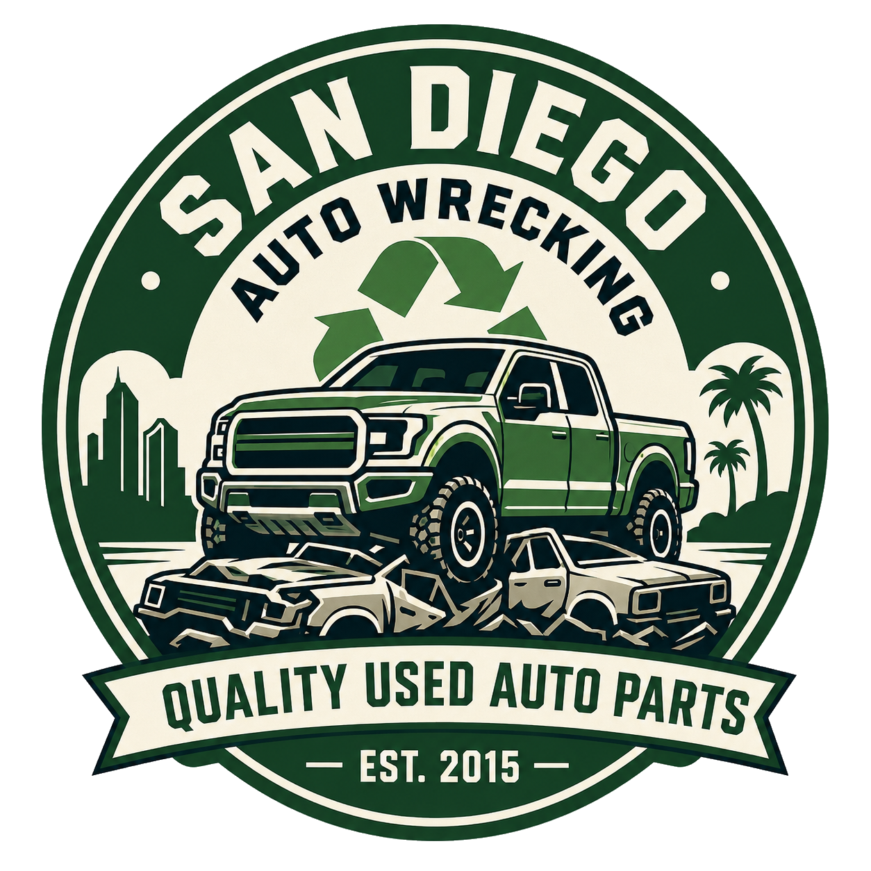 San Diego Auto Wrecking quality used auto parts badge